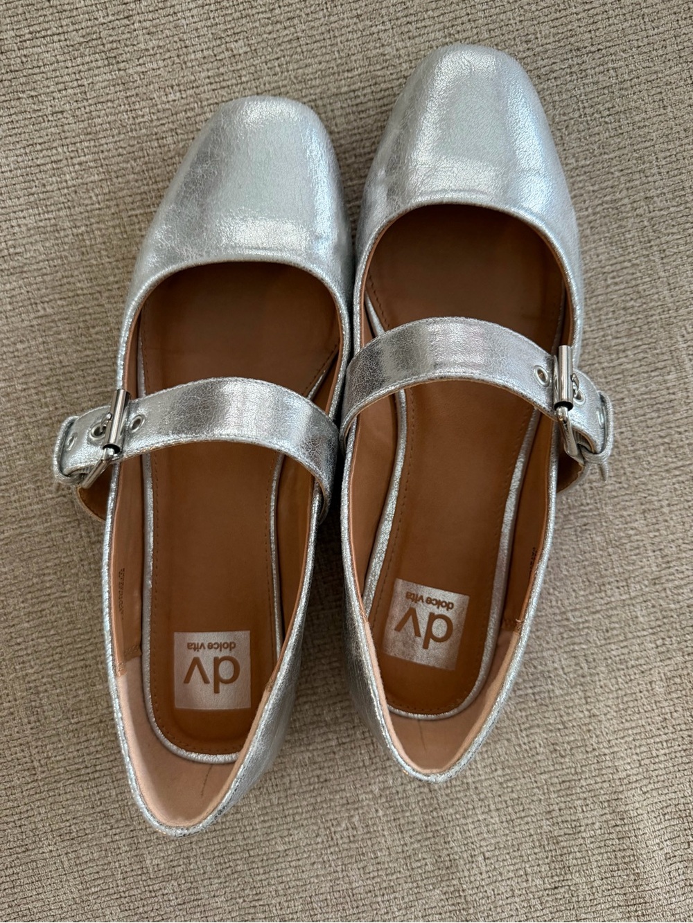 DV by Dolce Vita Metallic Silver Mary Jane Flat with Buckle